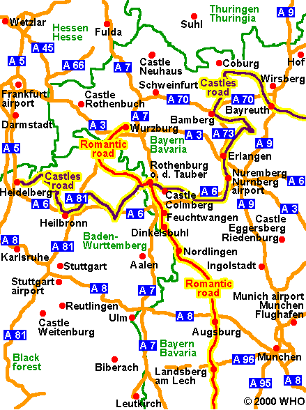 Road Map Frankfurt - Bayreuth - Muenchen 439-9,  2000 WHO